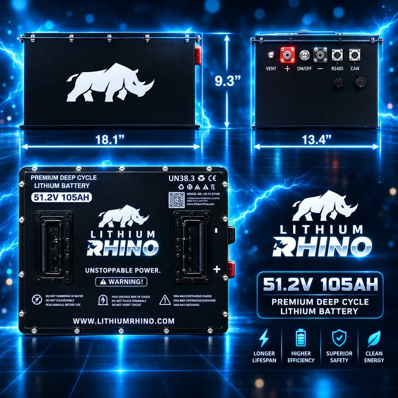 “Superior Lithium Performance” Rhino 51.2V (48V) 105AH Golf Cart Battery - Complete Kit
