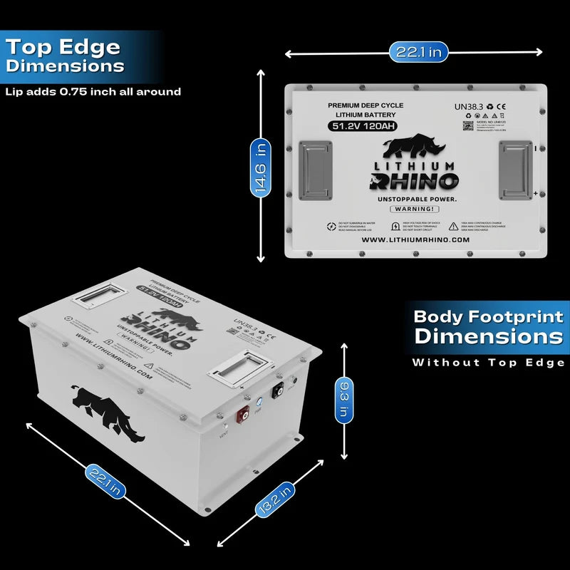 “Superior Lithium Performance” Rhino 51.2V (48V) 120AH Golf Cart Battery - Complete Kit - Self Heated