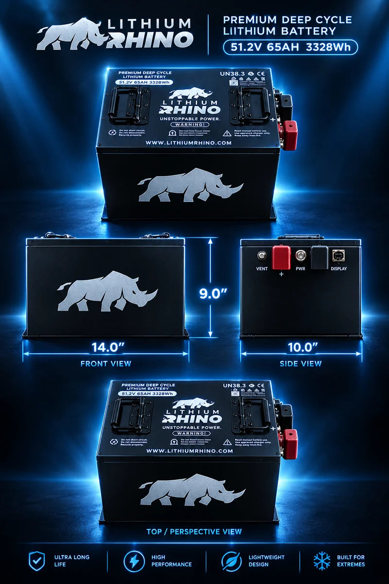 “Superior Lithium Performance” Rhino 51.2V (48V) 65AH Golf Cart Battery - Complete Kit – Stock Carts ONLY!