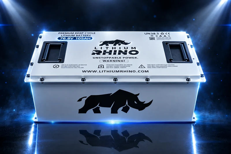 “Superior Lithium Performance” Rhino 76.8V (72V) 105AH Golf Cart Battery - Complete Kit - Self Heated
