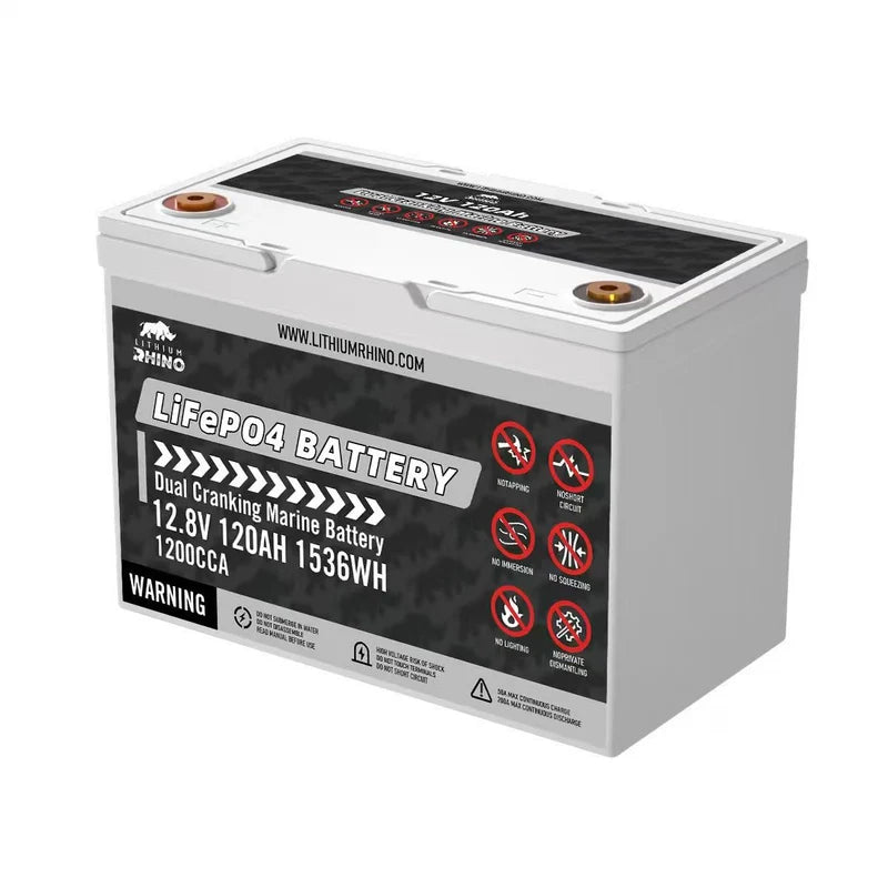 “Superior Lithium Performance” Rhino 12.8V (12V) 120AH “DUAL CRANKING” Marine LiFeP04IP67 Conversion Kit