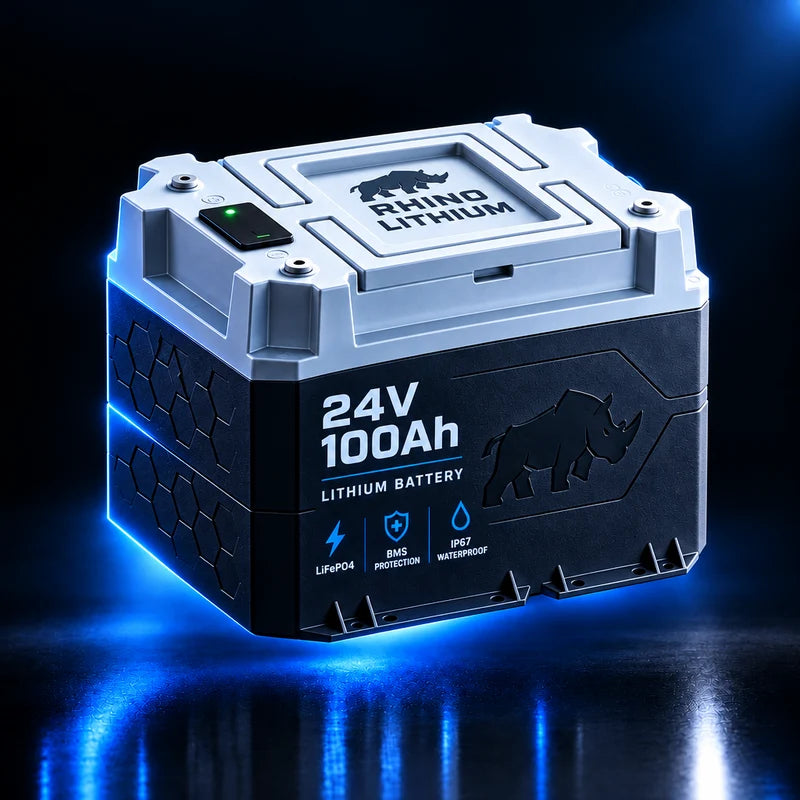 “Superior Lithium Performance” Rhino 25.6V (24V) 100AH Marine LiFeP04IP67 Conversion Kit