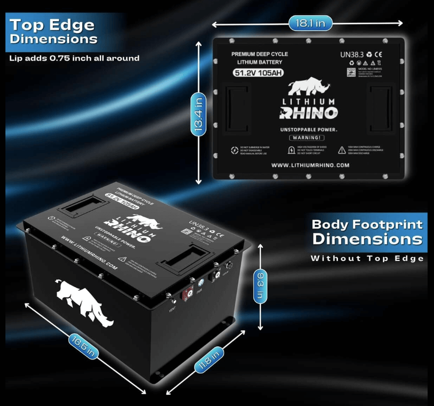 “Rhino 51.2V (48V) 105AH” Lithium Golf Cart Battery - Complete Kit