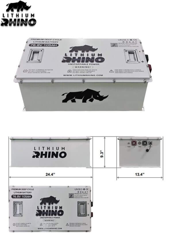 “Superior Lithium Performance” Rhino 76.8V (72V) 105AH Golf Cart Battery - Complete Kit