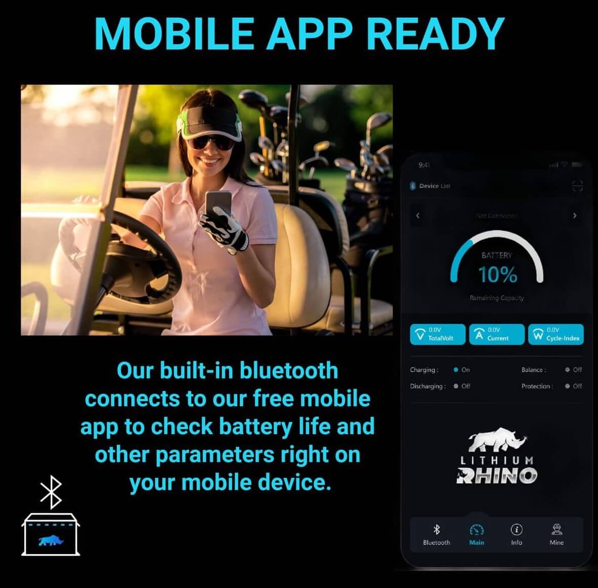 “Rhino 51.2V (48V) 105AH” Lithium Golf Cart Battery - Complete Kit