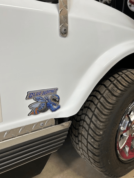 PQ “Blue Hornet Performance” Golf Cart Body Emblem, Aluminum Plate with Automotive Grade Adhesive Backing